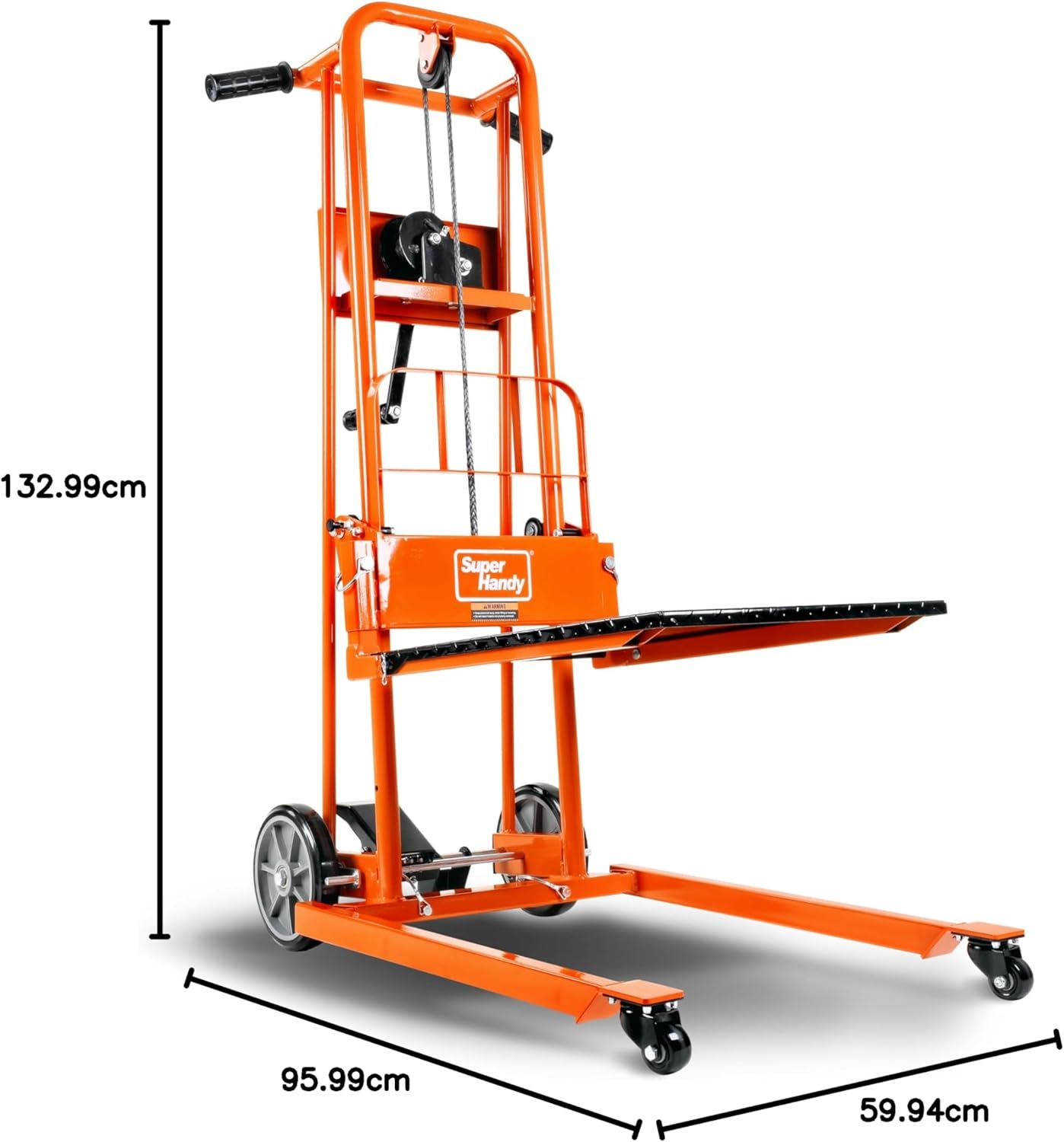 SuperHandy Material Lift Winch Stacker, Pallet Truck Dolly, Lift Table, Fork Lift, 330 Lbs 40" Max Lift w/ 8" Wheels, Swivel Casters