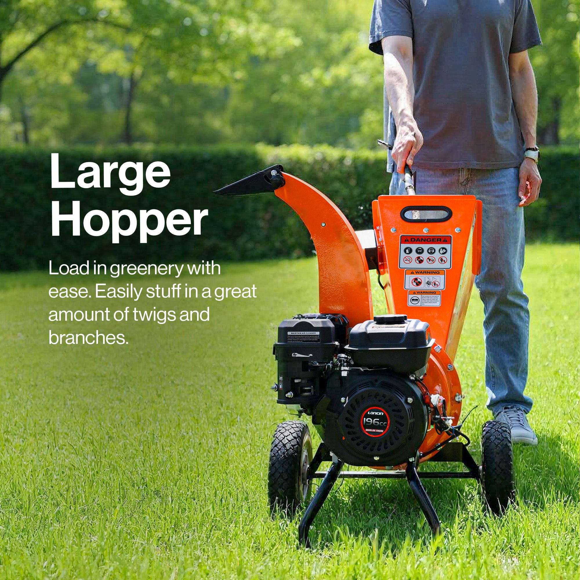 SuperHandy Mini Wood Chipper Shredder Mulcher Heavy Duty 196cc Compact Design 50mm Max Capacity