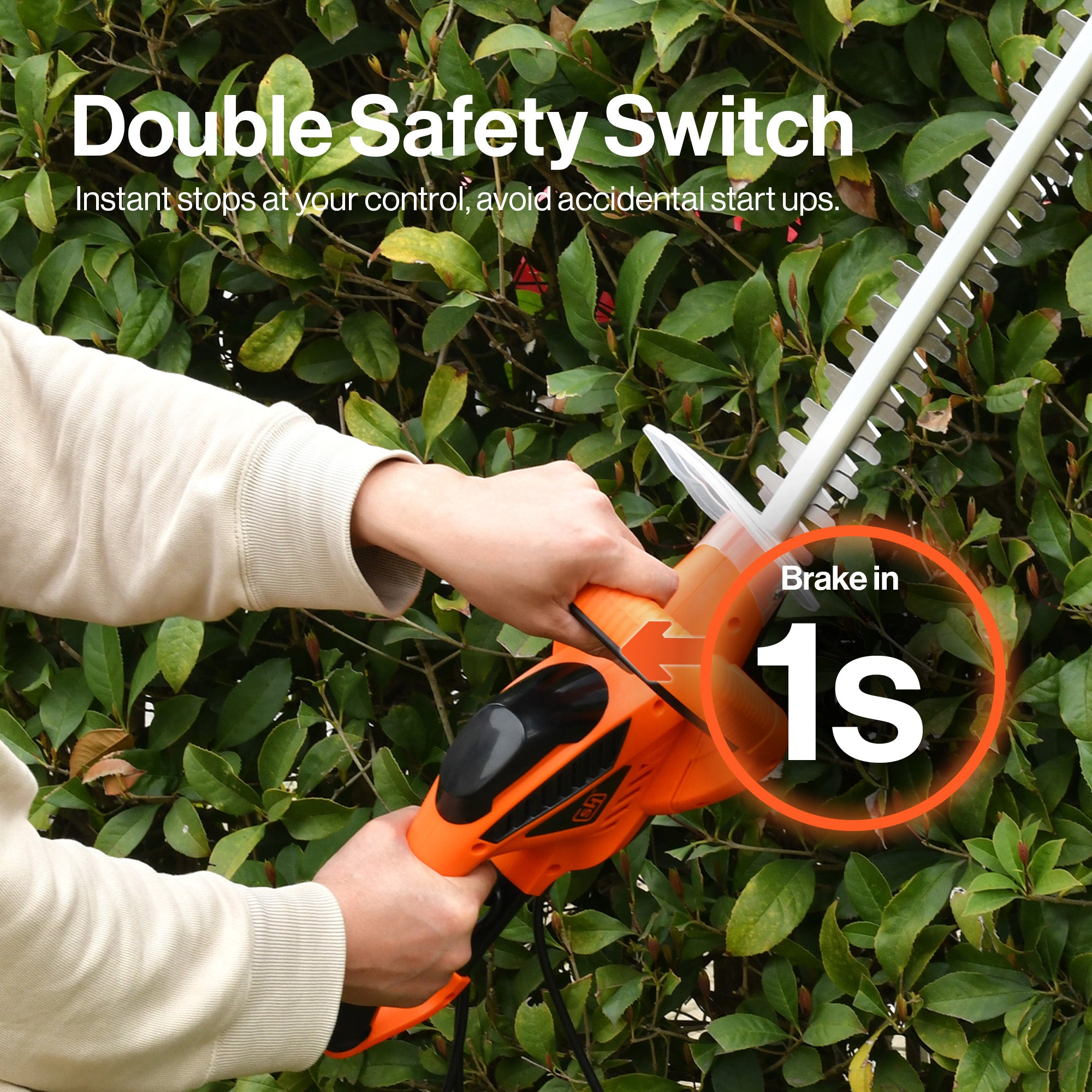 SuperHandy Hedge Trimmer 600W- Electric Lightweight Hedge Cutter, Corded Garden Cutting & Trimming Hedge – 10m Cable, 51cm Blade, Electric Brake for Safety