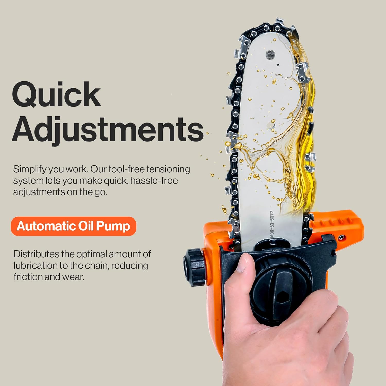 SuperHandy Cordless Pole Chain Saw with 20V Battery Pack - 20cm, Extension Pole Chainsaw for Branch Cutting and Tree Trimming