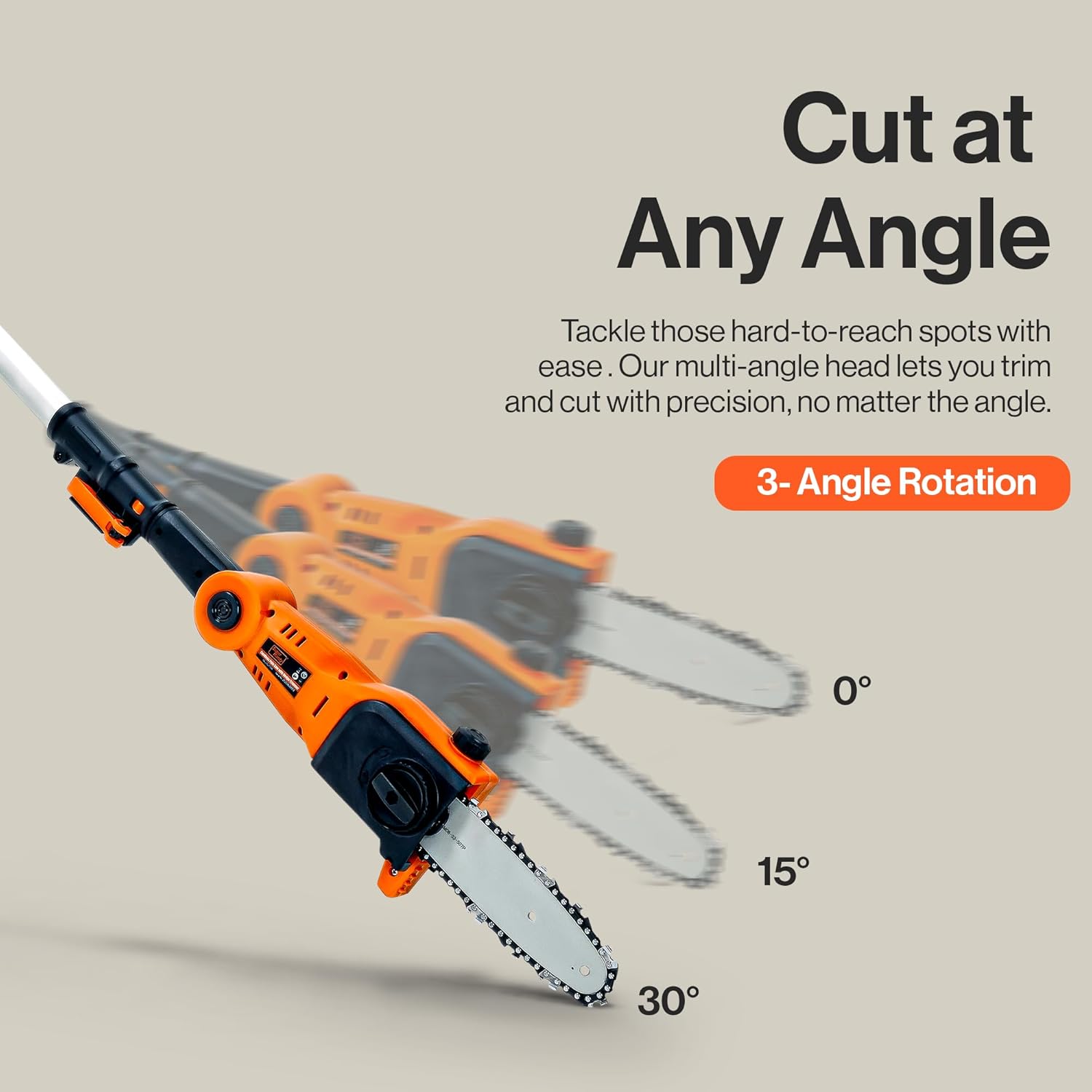 SuperHandy Cordless Pole Chain Saw with 20V Battery Pack - 20cm, Extension Pole Chainsaw for Branch Cutting and Tree Trimming
