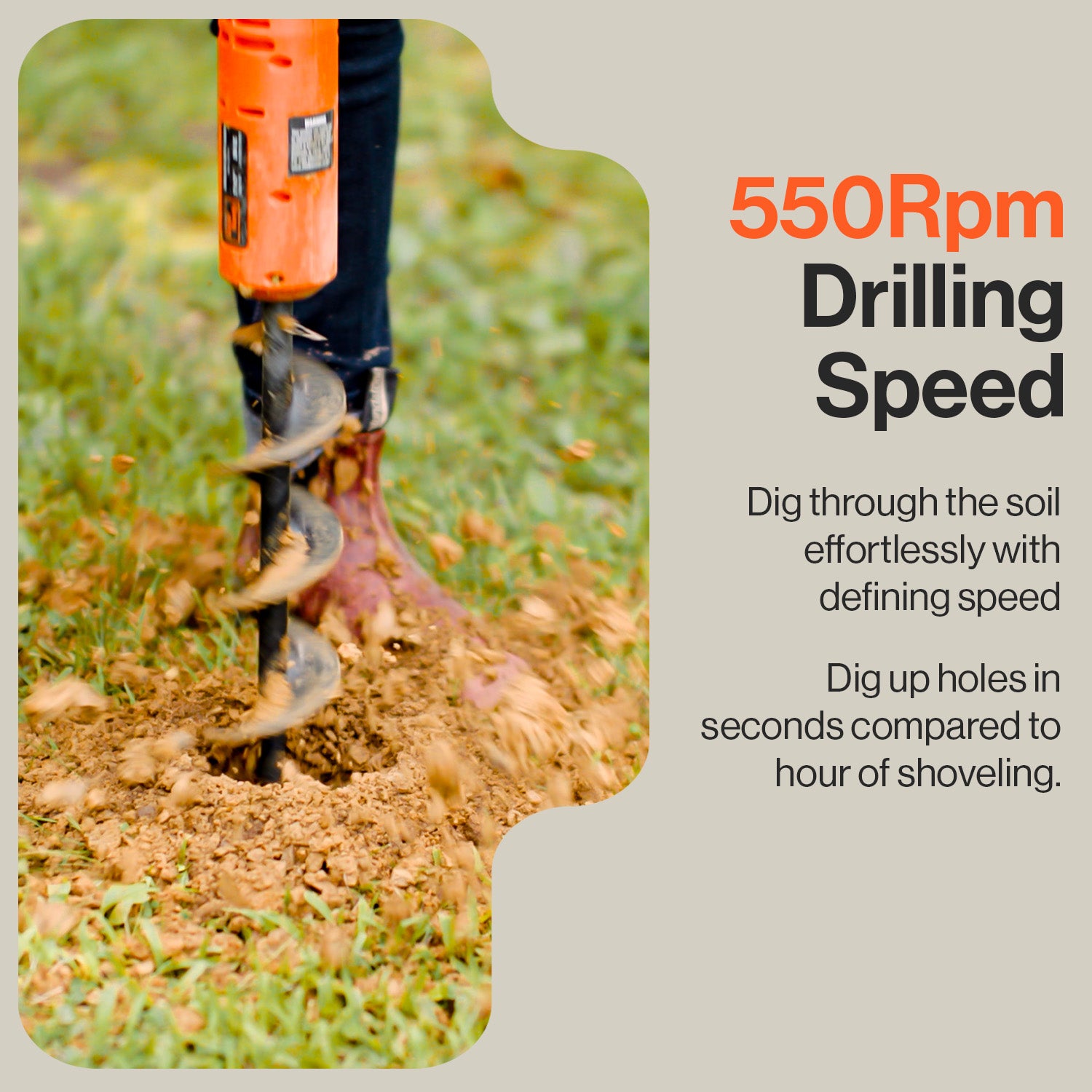 SuperHandy Earth Auger Electric Power Head w/ 30cm x 8cm Auger Bit 20V 4Ah Rechargeable Battery/Charger for Earth Burrowing/Drilling & Post Hole Digging