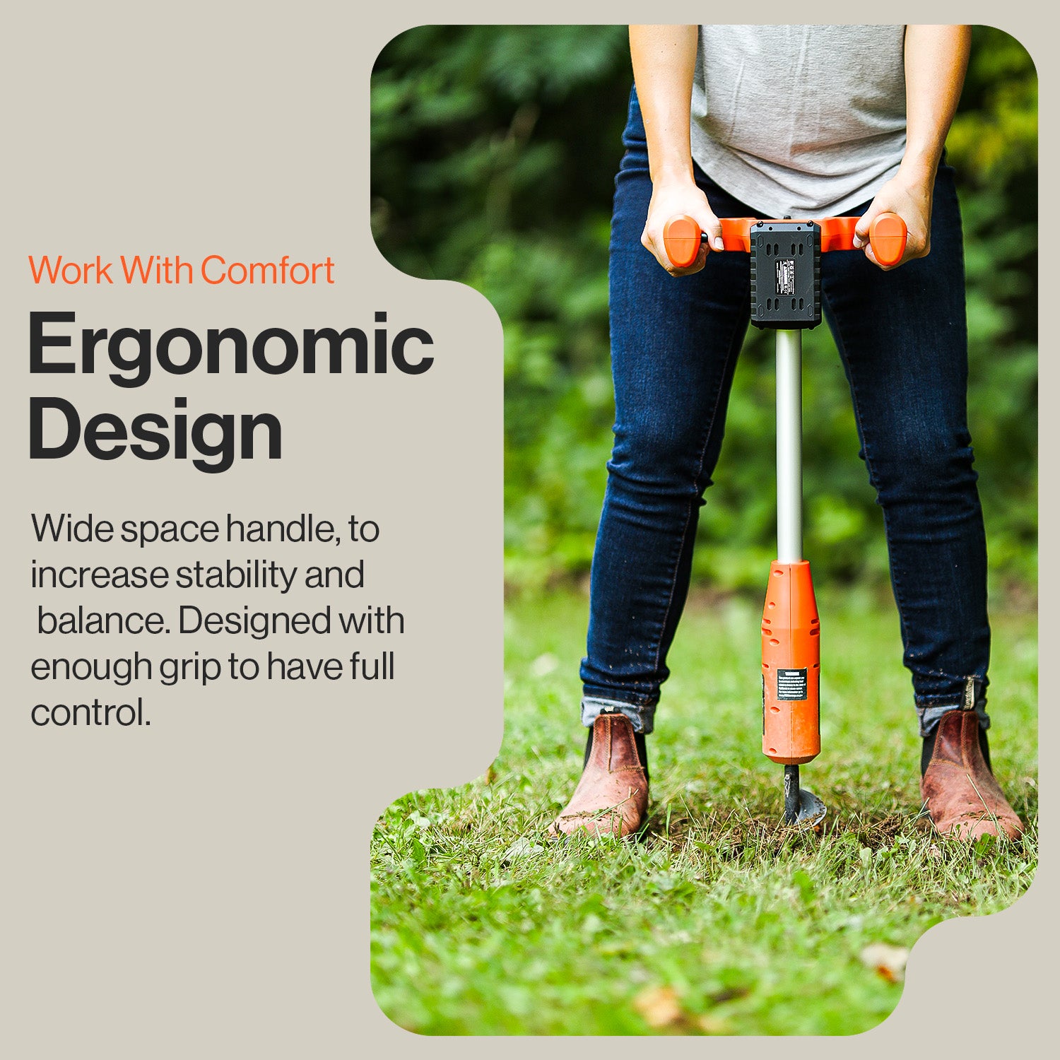 SuperHandy Earth Auger Electric Power Head w/ 30cm x 8cm Auger Bit 20V 4Ah Rechargeable Battery/Charger for Earth Burrowing/Drilling & Post Hole Digging