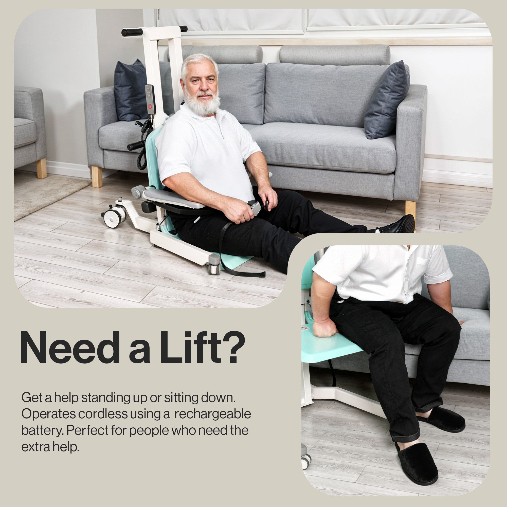 SuperHandy GoRise Electric Floor to Stand Lift – 227 kg Capacity, Standing Assistance, Portable, Adjustable, Ergonomic, Easy Storage, Patent Pending (TX (Transfer Lift))