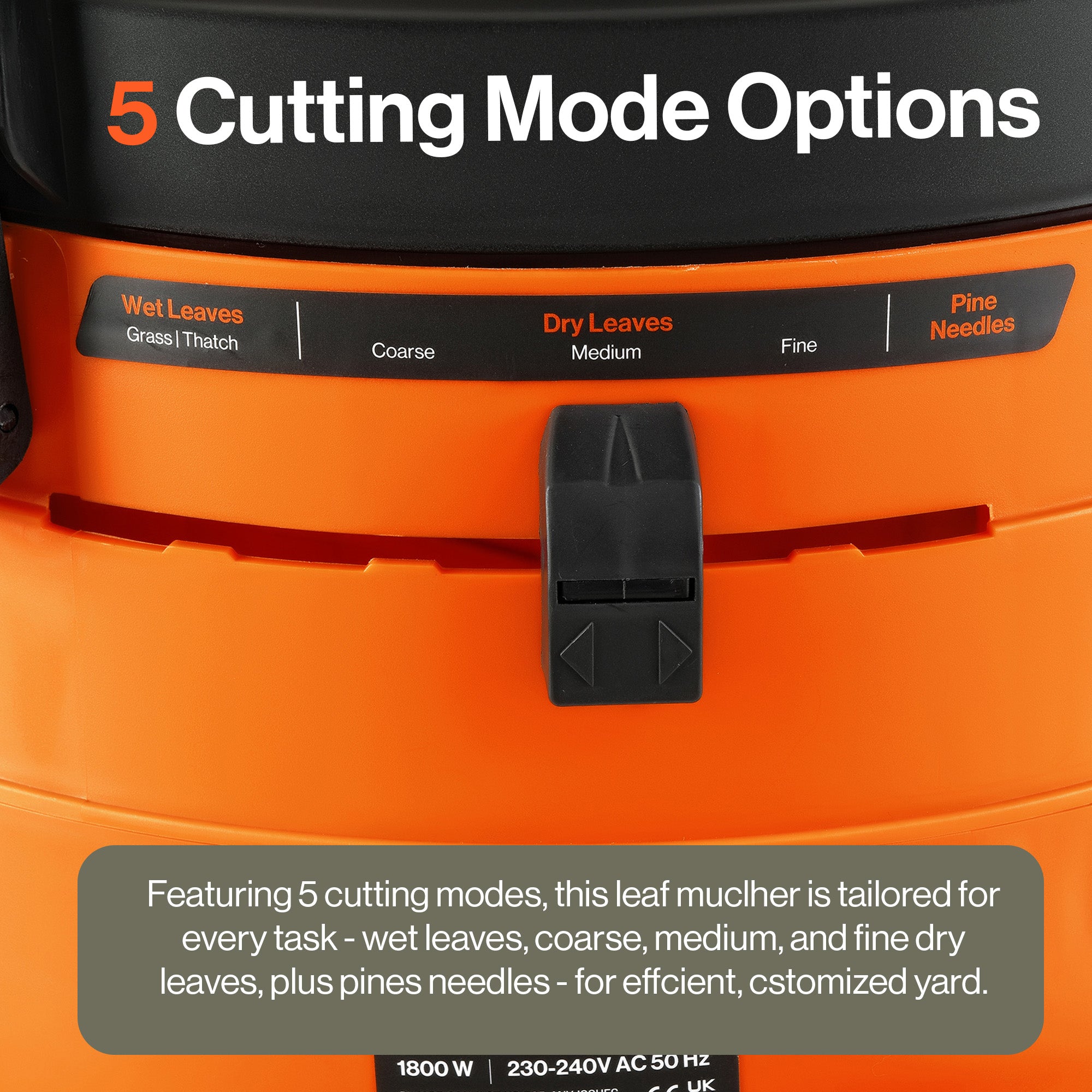 SuperHandy Electric Bladeless Mulcher & Shredder for Garden Leaves– 1800 W Motor, 50 cm Funnel, 16:1 Mulch Ratio, 80 L Collection Bag,600 cm Extension Cord,8.5 kg Lightweight Design