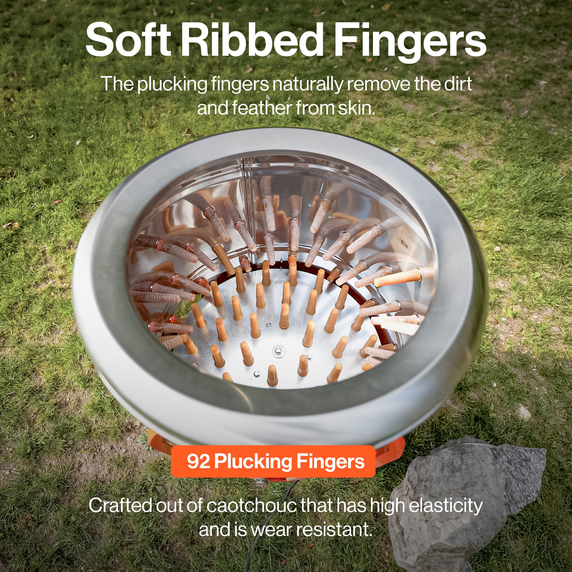 SuperHandy 800W Chicken Plucker 230VAC - Electric Stainless Steel Poultry Processing Machine with 92 Soft Fingers, 50cm Drum