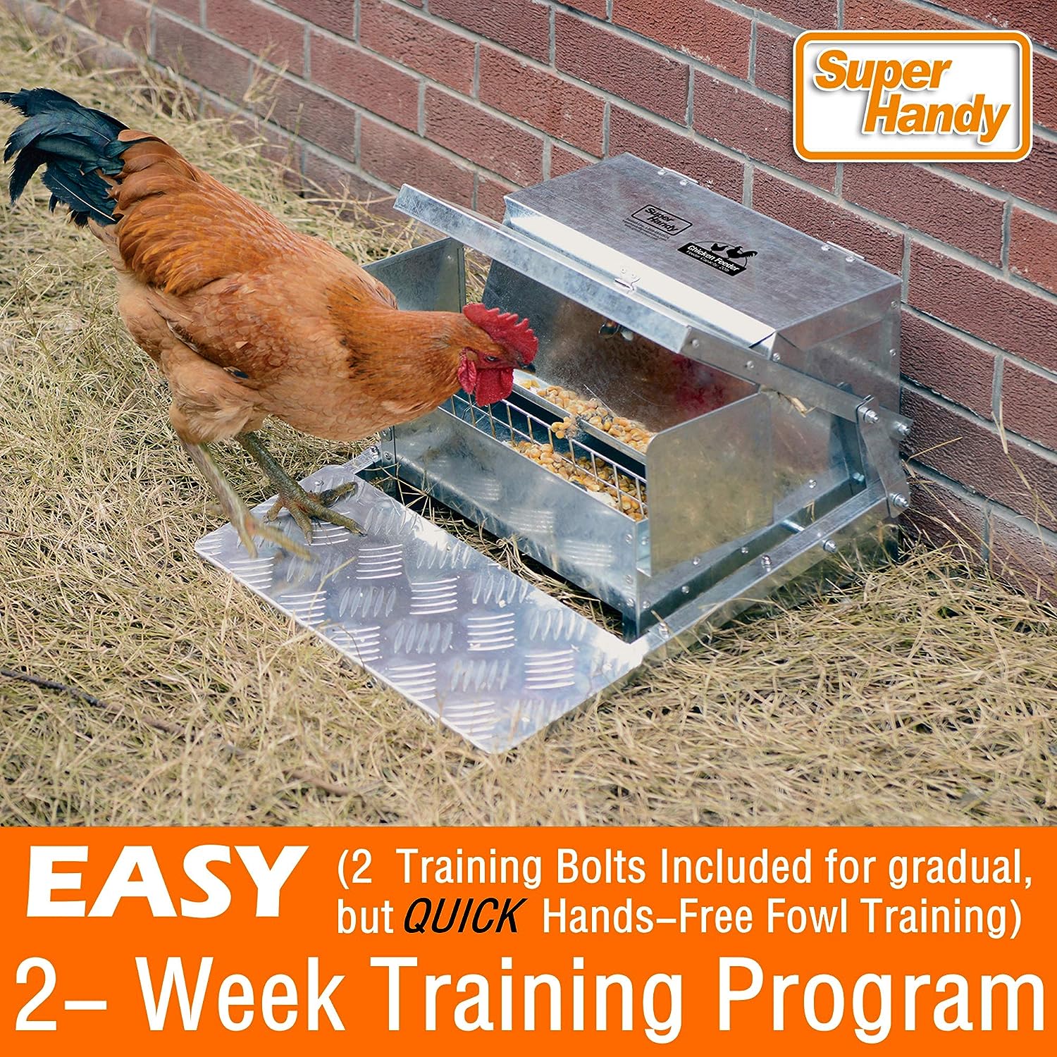 Superhandy Chicken Feeder Automatic 9kg Trough Feeds 6-12 Poultry Fowl Up to 10 Days