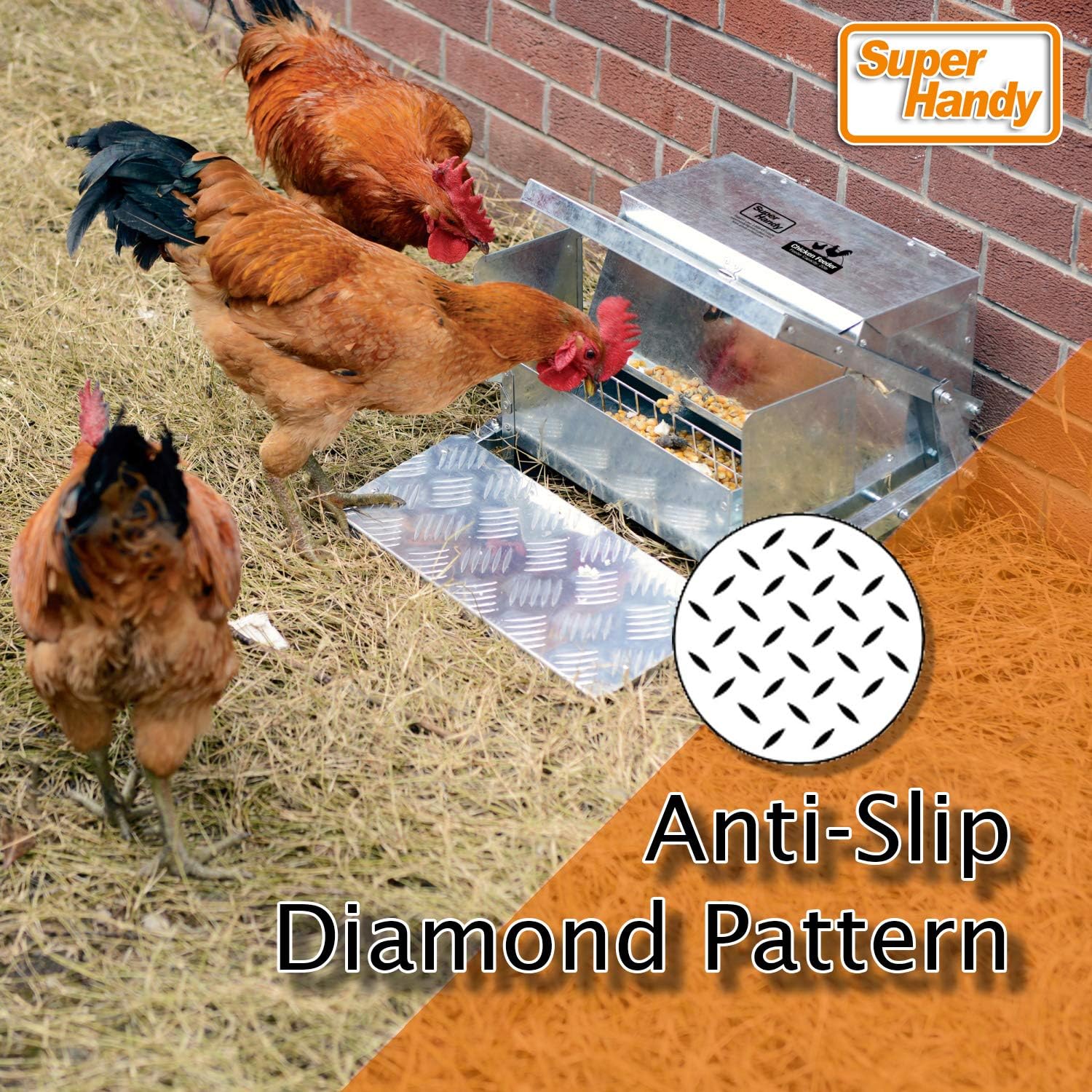 Superhandy Chicken Feeder Automatic 9kg Trough Feeds 6-12 Poultry Fowl Up to 10 Days