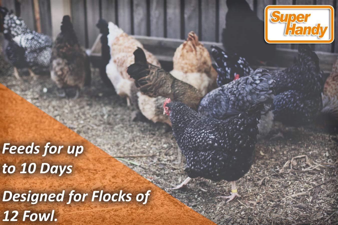 Superhandy Chicken Feeder Automatic 9kg Trough Feeds 6-12 Poultry Fowl Up to 10 Days