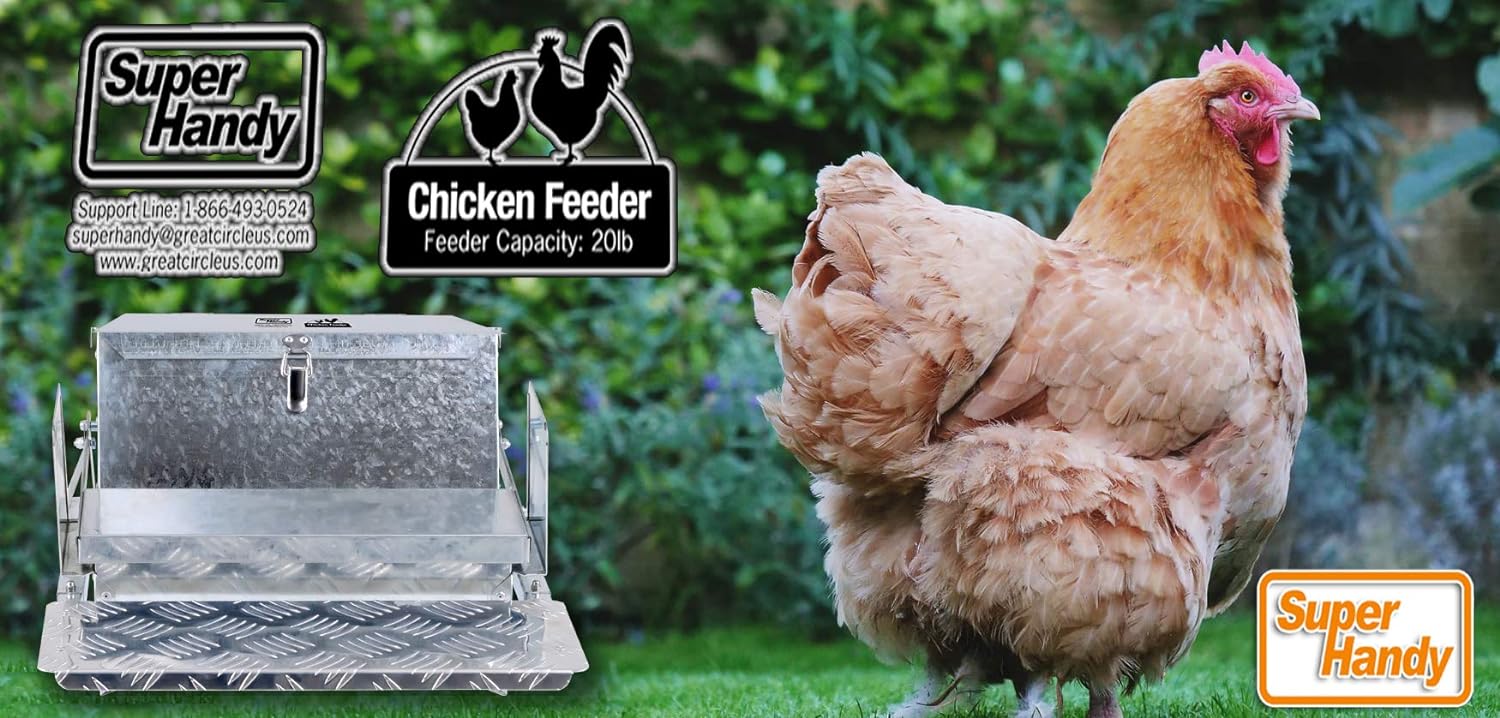 Superhandy Chicken Feeder Automatic 9kg Trough Feeds 6-12 Poultry Fowl Up to 10 Days