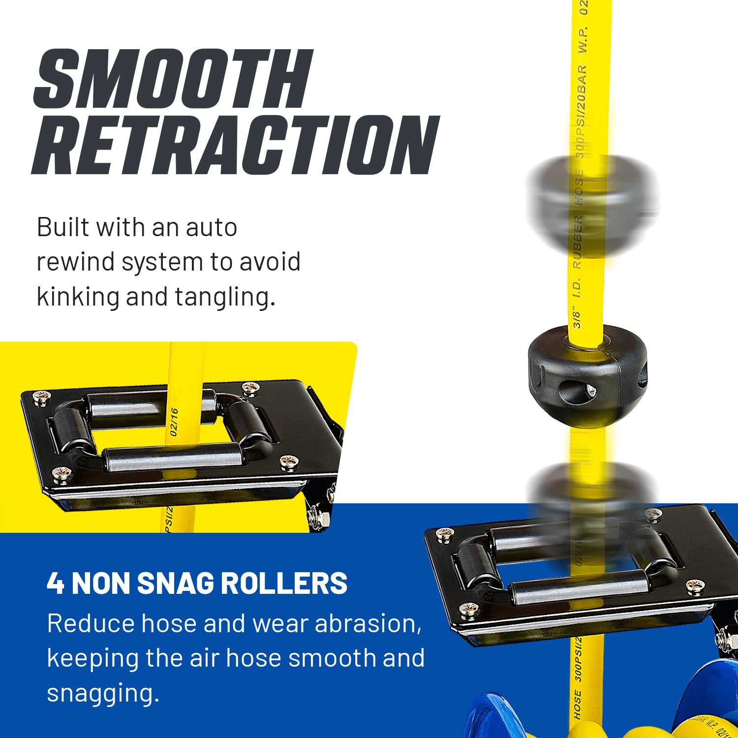 Goodyear Air Hose Reel Retractable 9.5mm x 15m 20BAR SBR Rubber Hose Heavy Duty Industrial Steel Single Arm Construction