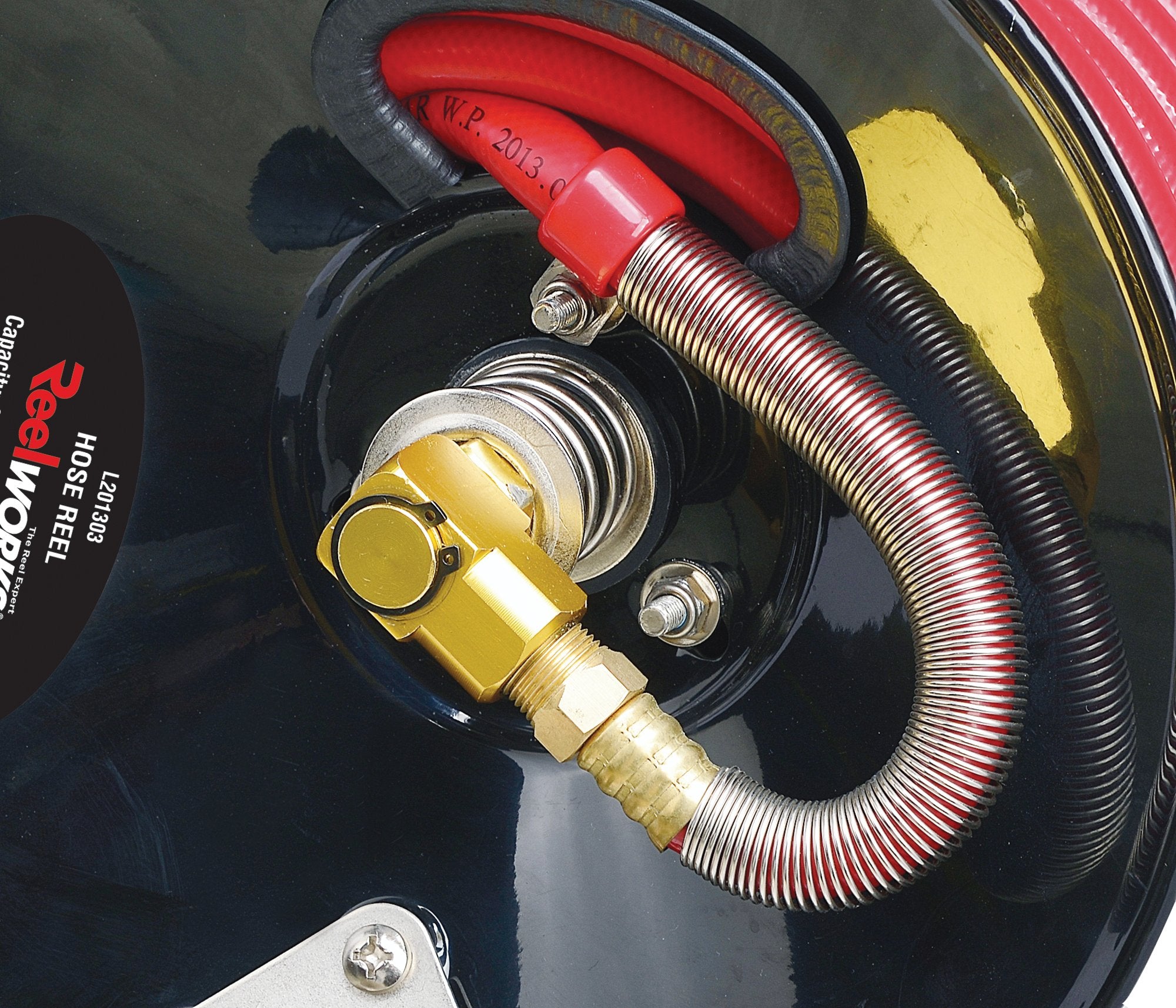 ReelWorks Air Hose Reel Tool Retractable Hand Crank 9.5mm x 30m 20 Bar Max Heavy Duty Steel Construction (Hose Not Included)