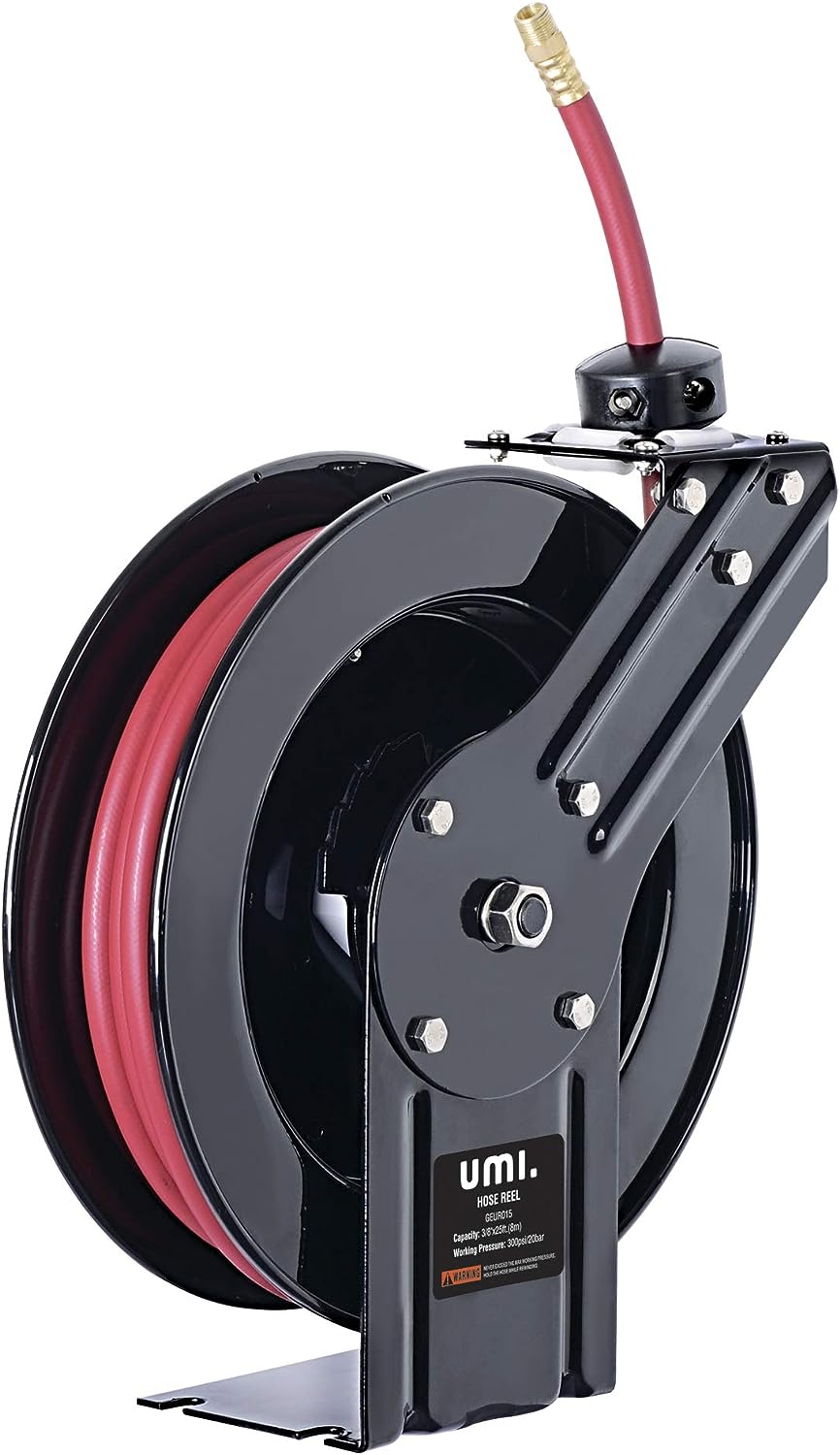 UMI Hose Reel Retractable 7.5m/25' Feet x 3/8"Inch Connection