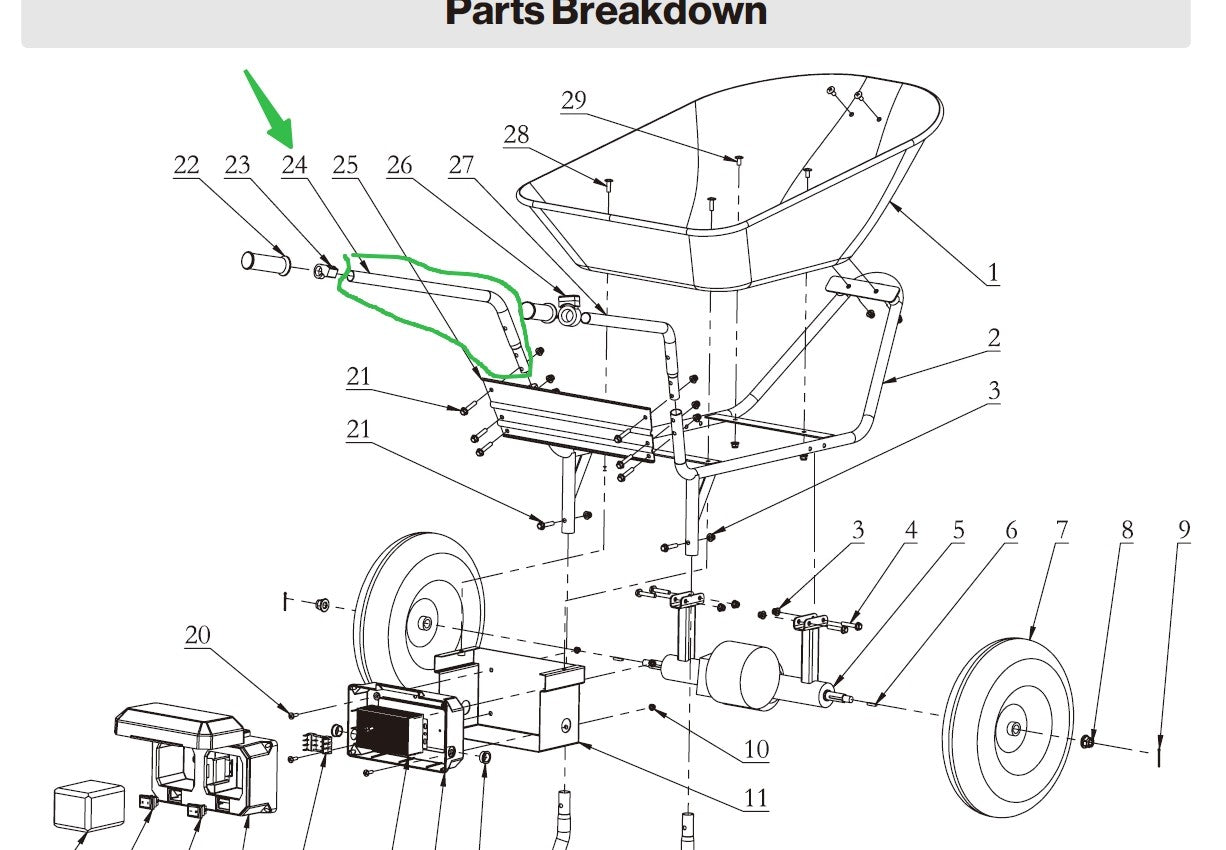 SuperHandy Electric 2-Wheel Wheelbarrow Left Handle