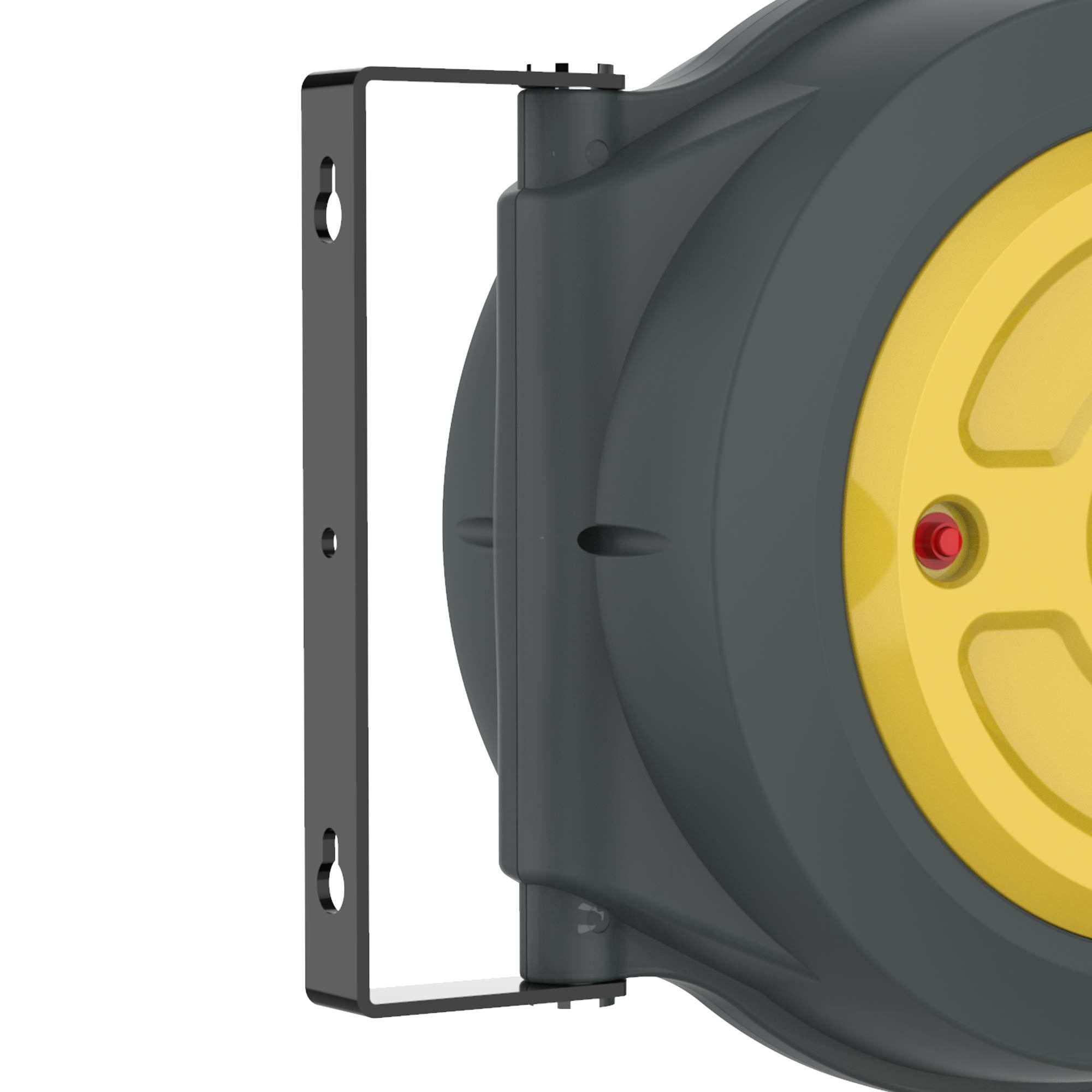 REELWORKS Extension Cord Reel Retractable Newest Tech 12AWG x 50' Feet Premium Grade Ultra Flexible 3C/SJTOW Glow Strip Cable, a Triple Tap Connector with Advanced SRT - Great Circle UK