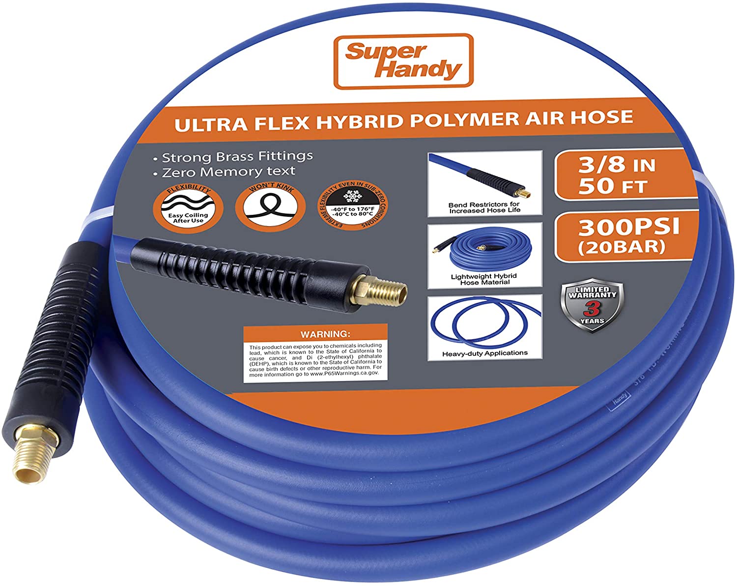 SuperHandy Air Hose 3/8" Inch x 50' - 9.2mm x 15m - Great Circle UK