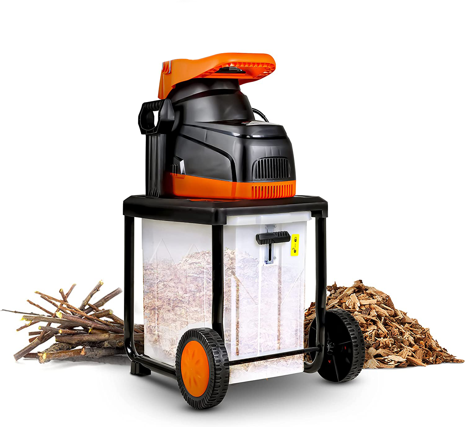 SuperHandy Electric Garden Shredder Mulcher, 230V 2800W Ultra Quiet Motor, 45mm Max Cutting Capacity, 17:1 Reduction Ratio, 50L Collection Bin