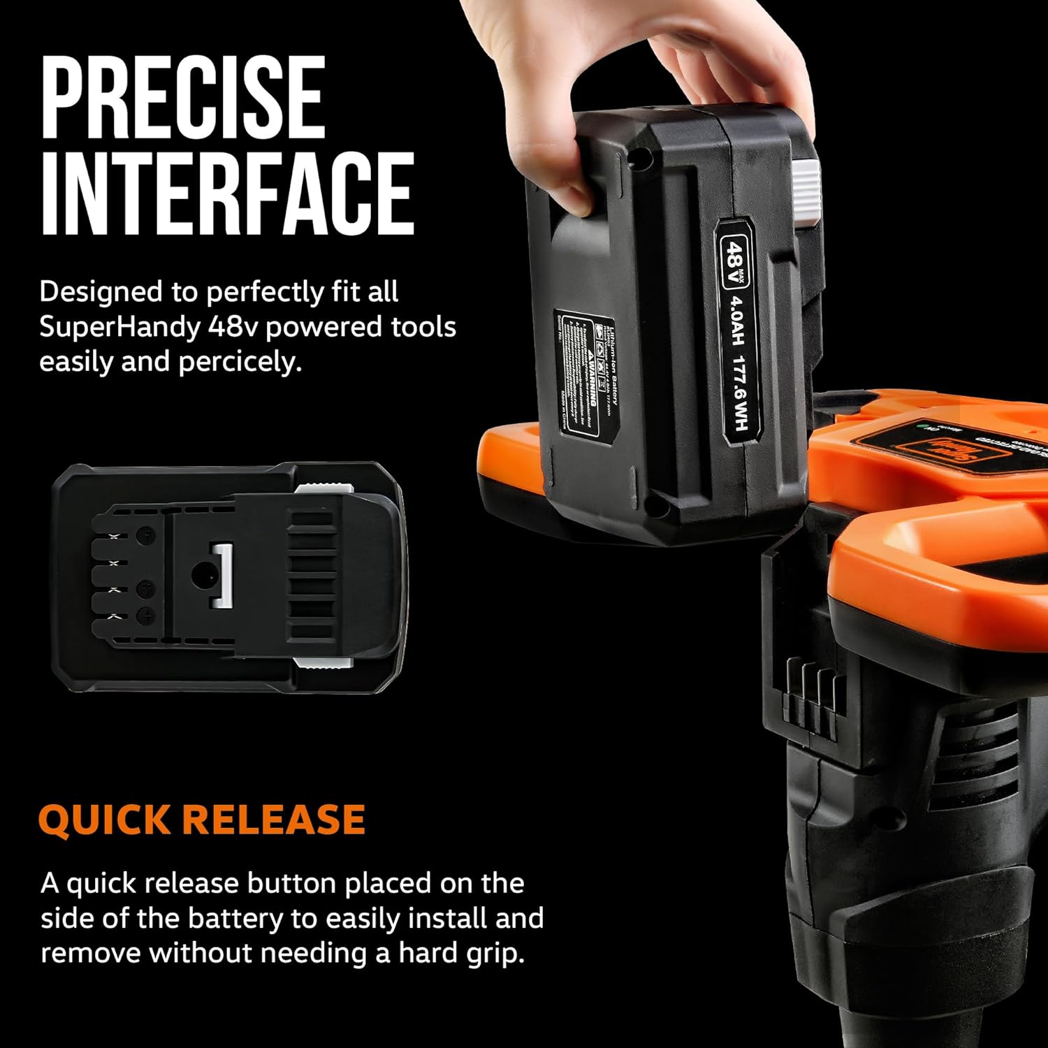 SuperHandy Super Duty Pro 48V DC 4Ah Lithium Ion Rechargeable Battery 177.6 Watt Hours (Battery Only for Superhandy Scooters and Augers)