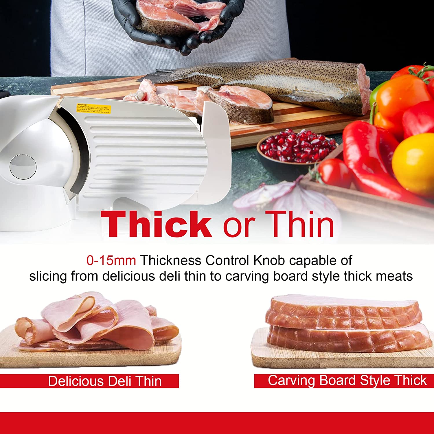 Kitchener 7.5-inch (19 cm) Electric Meat Deli Cheese Food Slicer, Removable Stainless Steel Blade, 150W