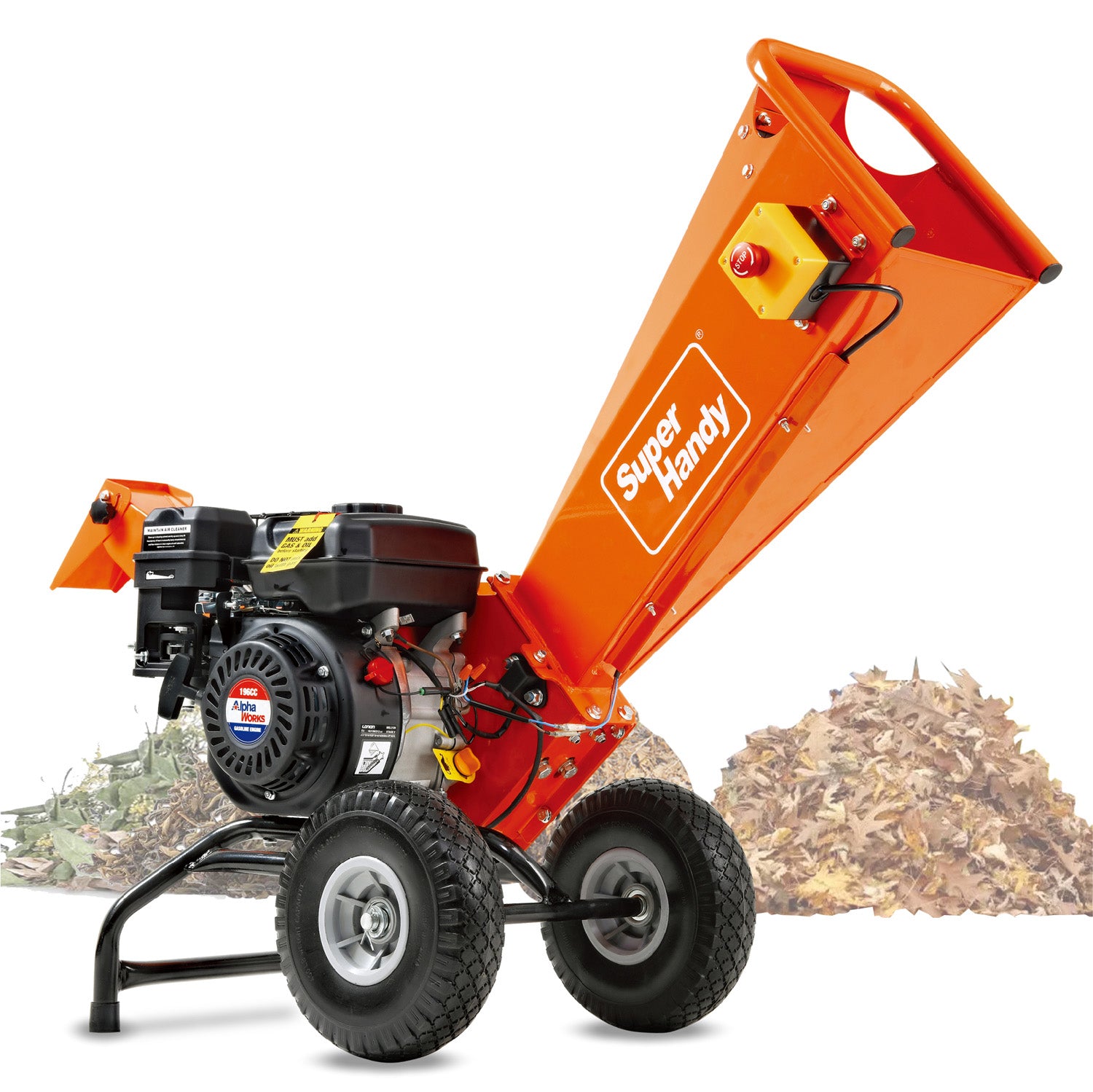 SuperHandy Wood Chipper Shredder Mulcher 196cc Motor Engine Heavy Duty Compact Rotor Assembly Design 5cm Max Capacity Aids in Fire Prevention and Building Firebreaks