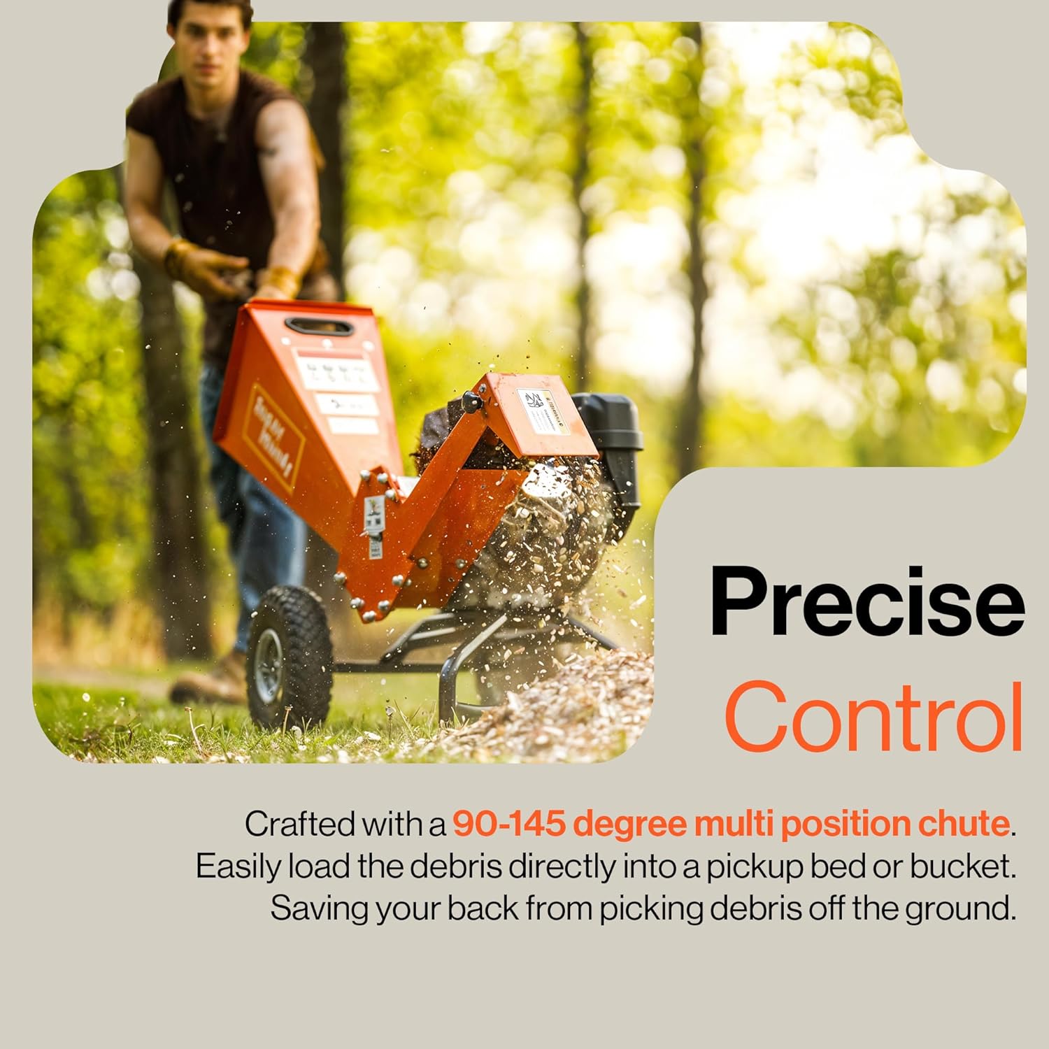 SuperHandy Wood Chipper Shredder Mulcher 196cc Motor Engine Heavy Duty Compact Rotor Assembly Design 5cm Max Capacity Aids in Fire Prevention and Building Firebreaks