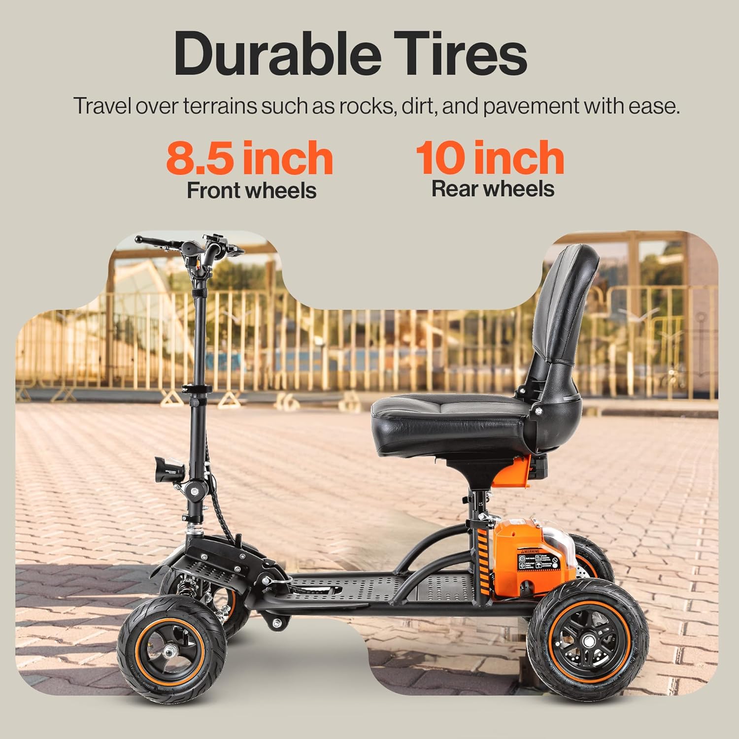 SuperHandy Portable Mobility Scooter Explorer – 4 Wheels, 500W Brushless Motor, Removable Battery, 159kg Capacity, 8km/h Top Speed, Lightweight Aluminum 21.8kg Frame [Patent Pending]