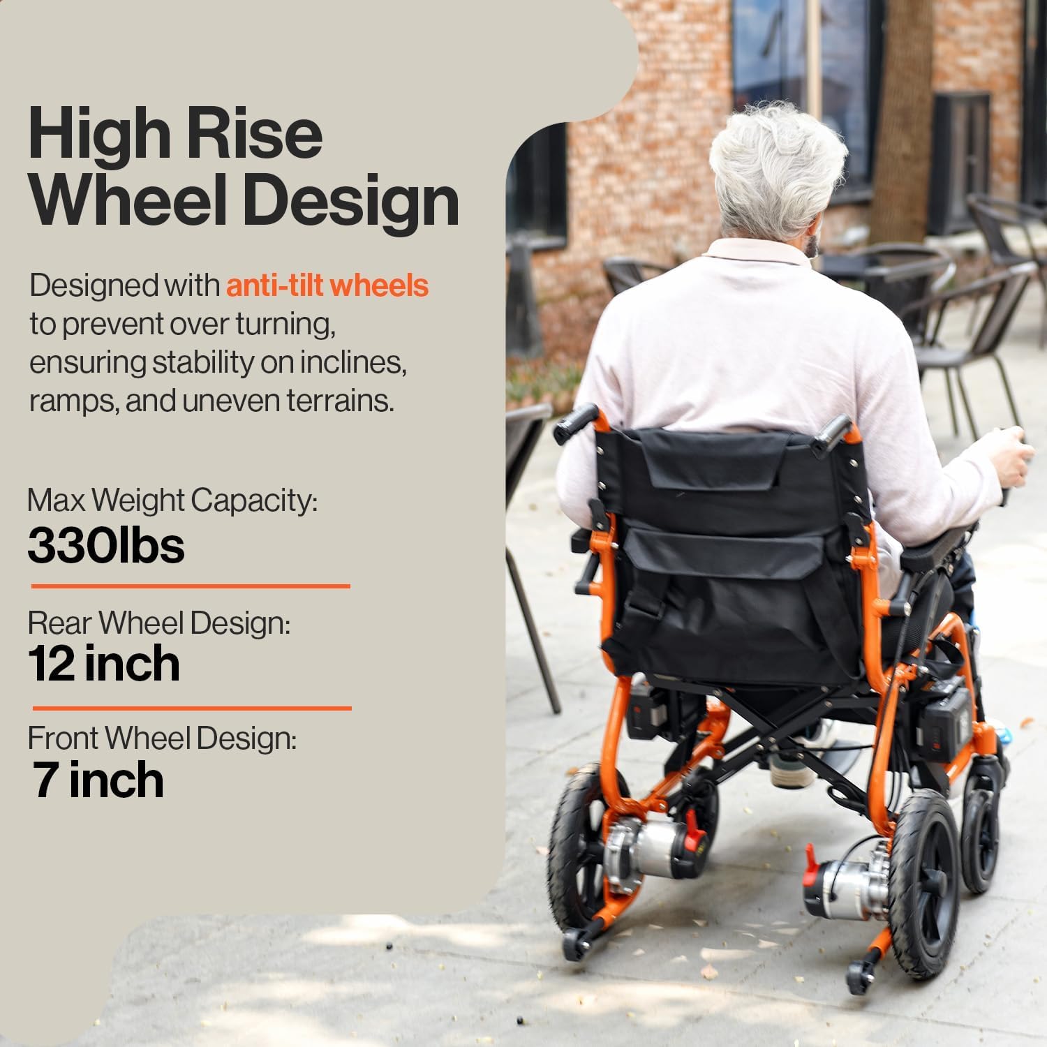 SuperHandy GoRide 2 Electric Wheelchair - Lightweight (19 KG), Foldable, Dual Brushless Motors, Zero Turn, Electromagnetic Brake, Portable Design for Enhanced Mobility (150 KG Capacity)