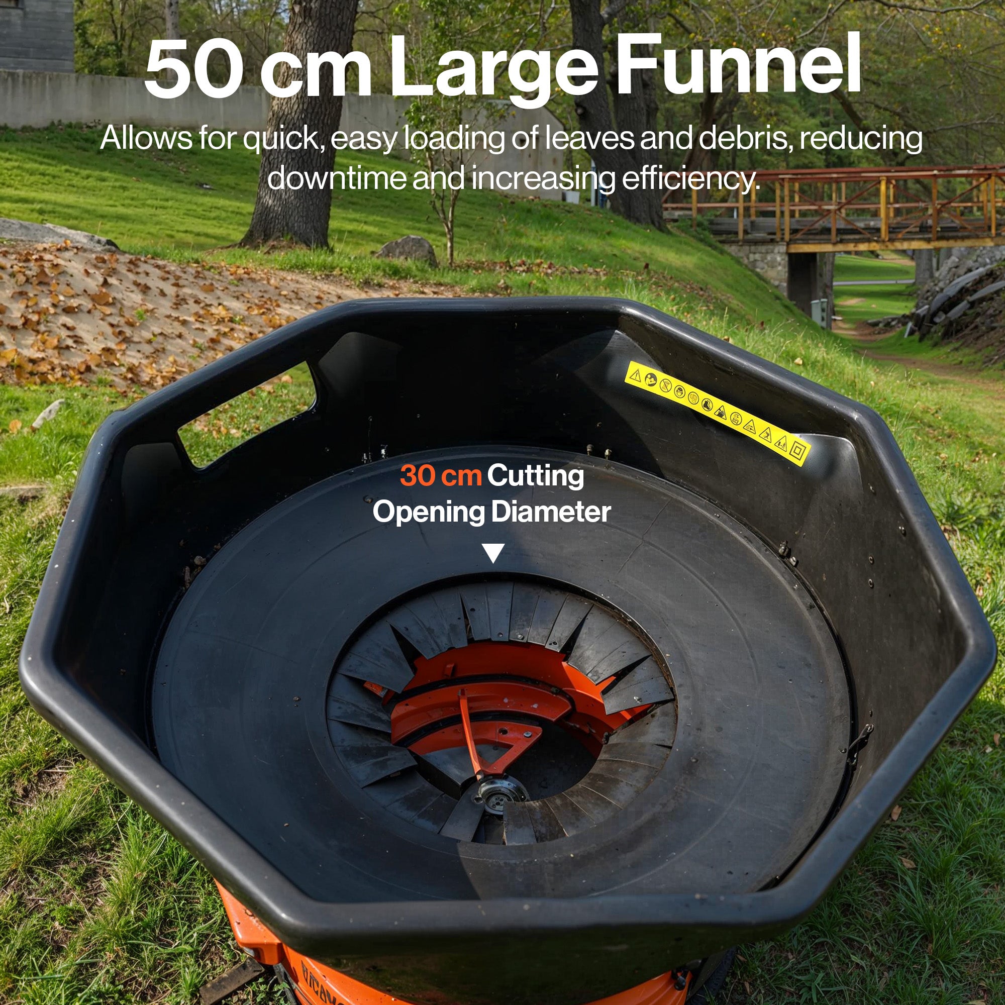SuperHandy Electric Bladeless Mulcher & Shredder for Garden Leaves– 1800 W Motor, 50 cm Funnel, 16:1 Mulch Ratio, 80 L Collection Bag,600 cm Extension Cord，8.5 kg Lightweight Design