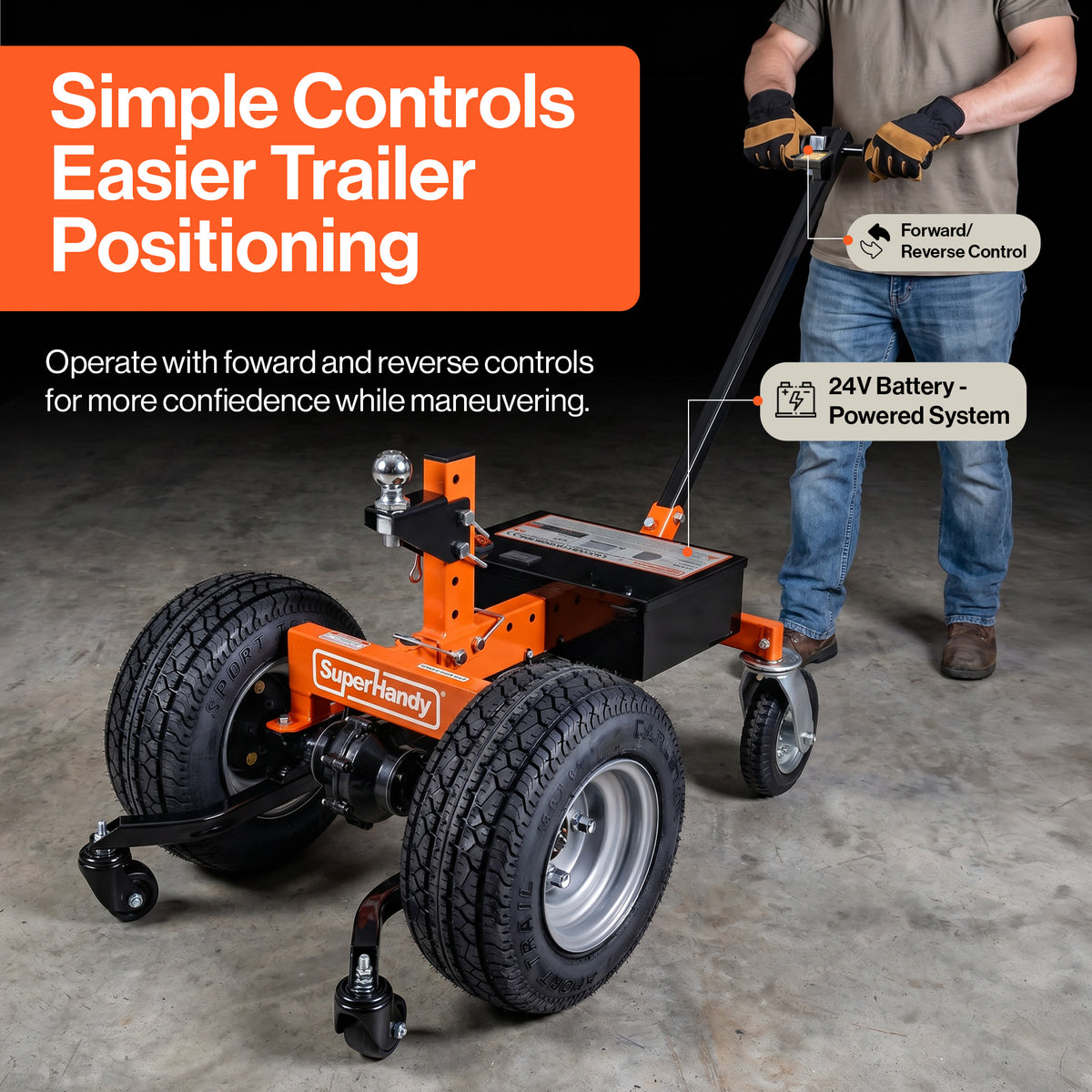SuperHandy Electric Trailer Dolly, 5000lb Max Towing Capacity,830 LB/370 KG Max Tongue Weight, Adjustable Hitch Height for RVs, Boat, Car Trailer, and Camper