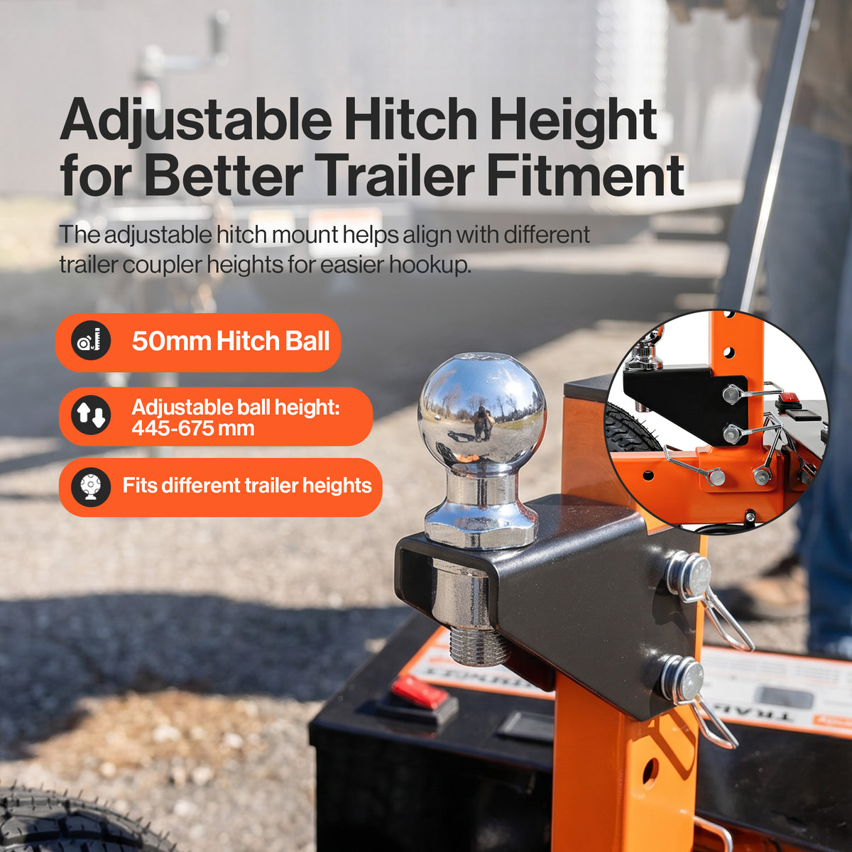 SuperHandy Electric Trailer Dolly, 5000lb Max Towing Capacity,830 LB/370 KG Max Tongue Weight, Adjustable Hitch Height for RVs, Boat, Car Trailer, and Camper