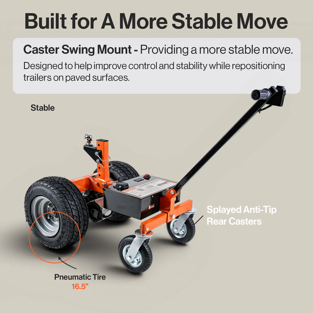 SuperHandy Electric Trailer Dolly, 5000lb Max Towing Capacity,830 LB/370 KG Max Tongue Weight, Adjustable Hitch Height for RVs, Boat, Car Trailer, and Camper