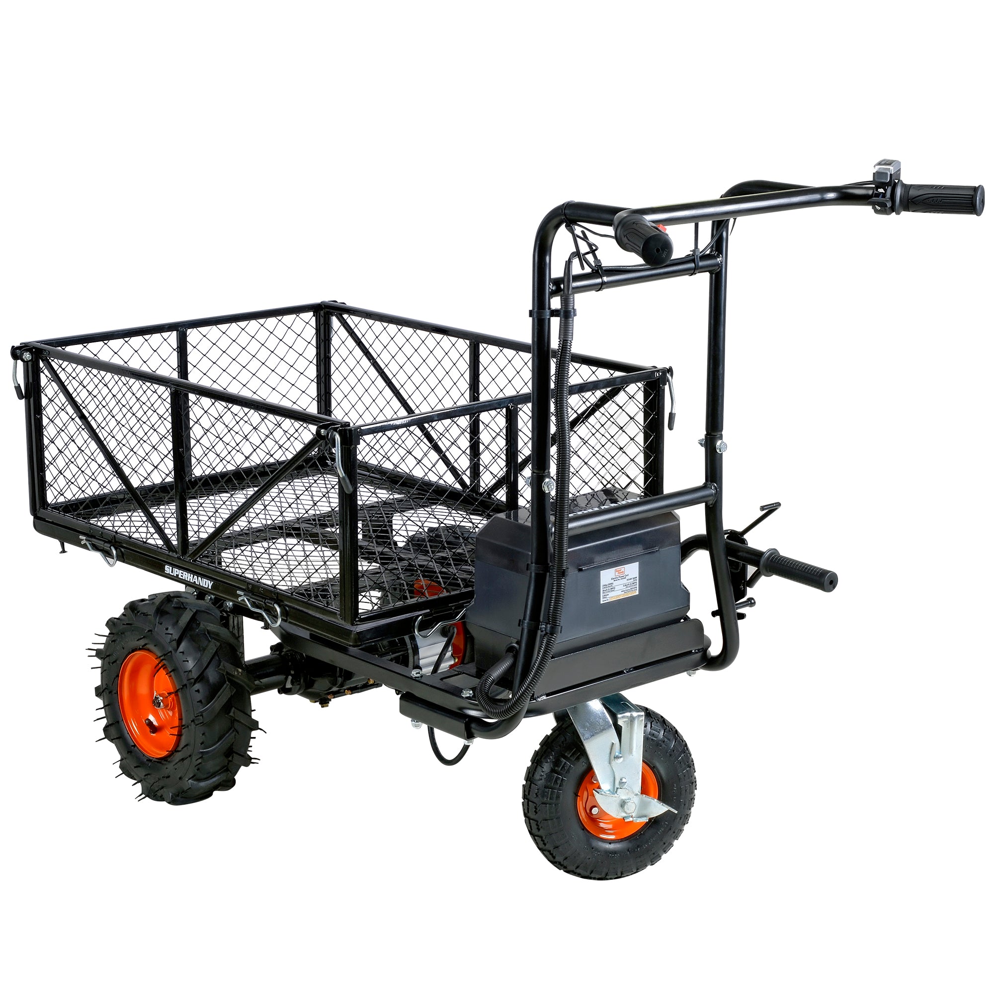 SuperHandy Utility Service Cart Power Wagon Wheelbarrow Electric 48V DC Li-Ion Powered 500Lbs Load and 1000Lbs+ Hauling Capacity Farm and Garden All Purpose Modular Cargo Bed