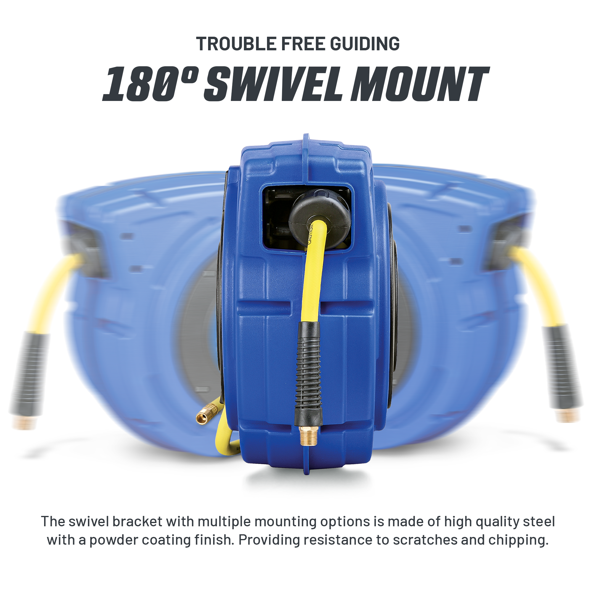 Goodyear Air Hose Reel Retractable 9.5mm x 20m Hybrid Polymer Hose Max 20BAR Commercial Polypropylene Construction