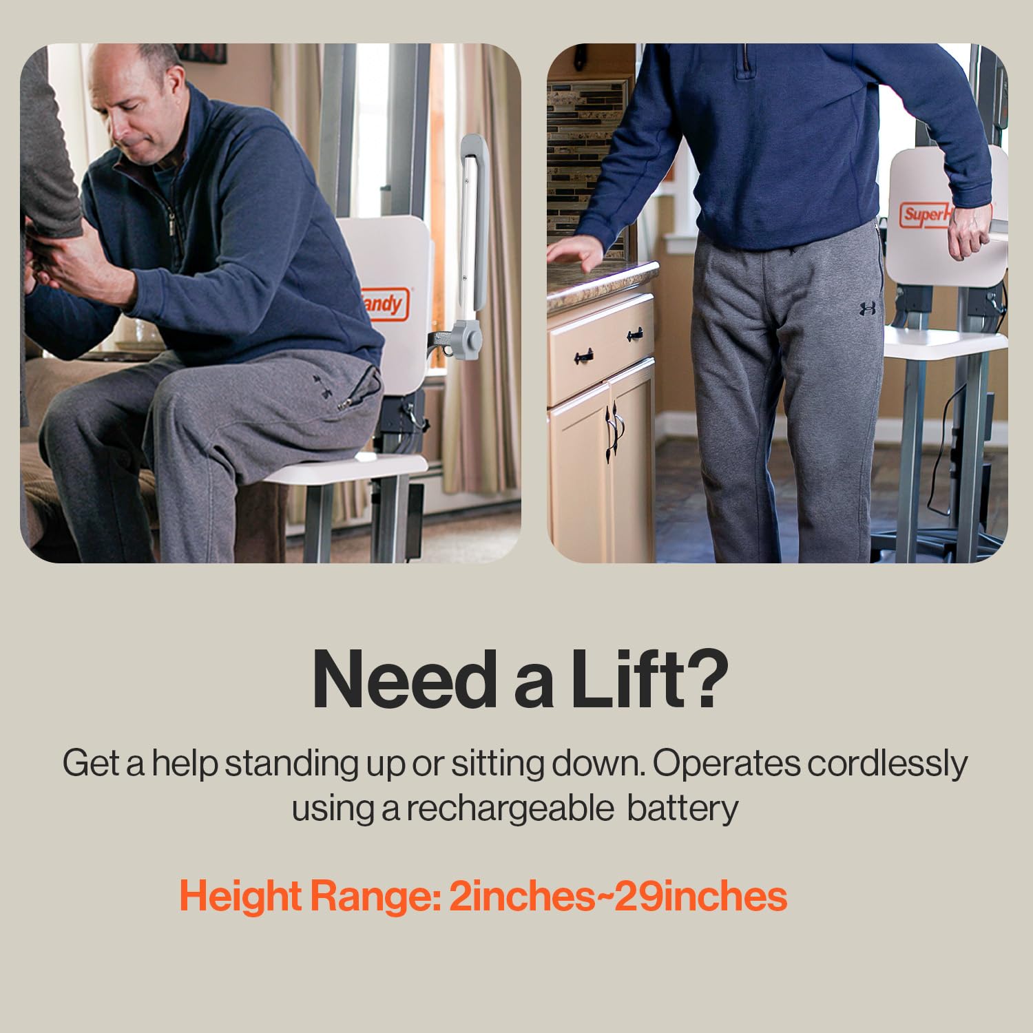 SuperHandy GoRise FS Electric Floor to Stand Lift for Seniors and People with Disabilities - 227 Kg Capacity, Standing Assistance, Portable, Adjustable, Ergonomic, Easy Storage [Patent Pending]