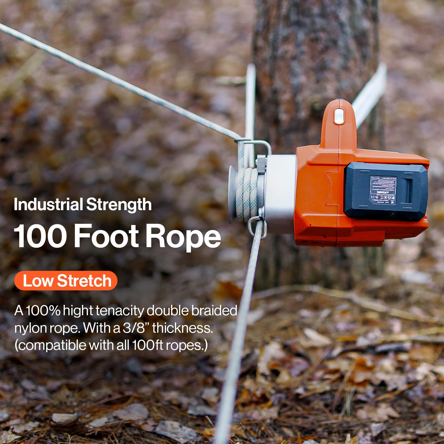 SuperHandy Electric Portable Winch Capstan Hoist Brushless Motor Li-Ion Battery Powered 1000-2000 Max Pulling Force for Forestry Hunting Garden Off-Road (Low Stretch Rope Included)