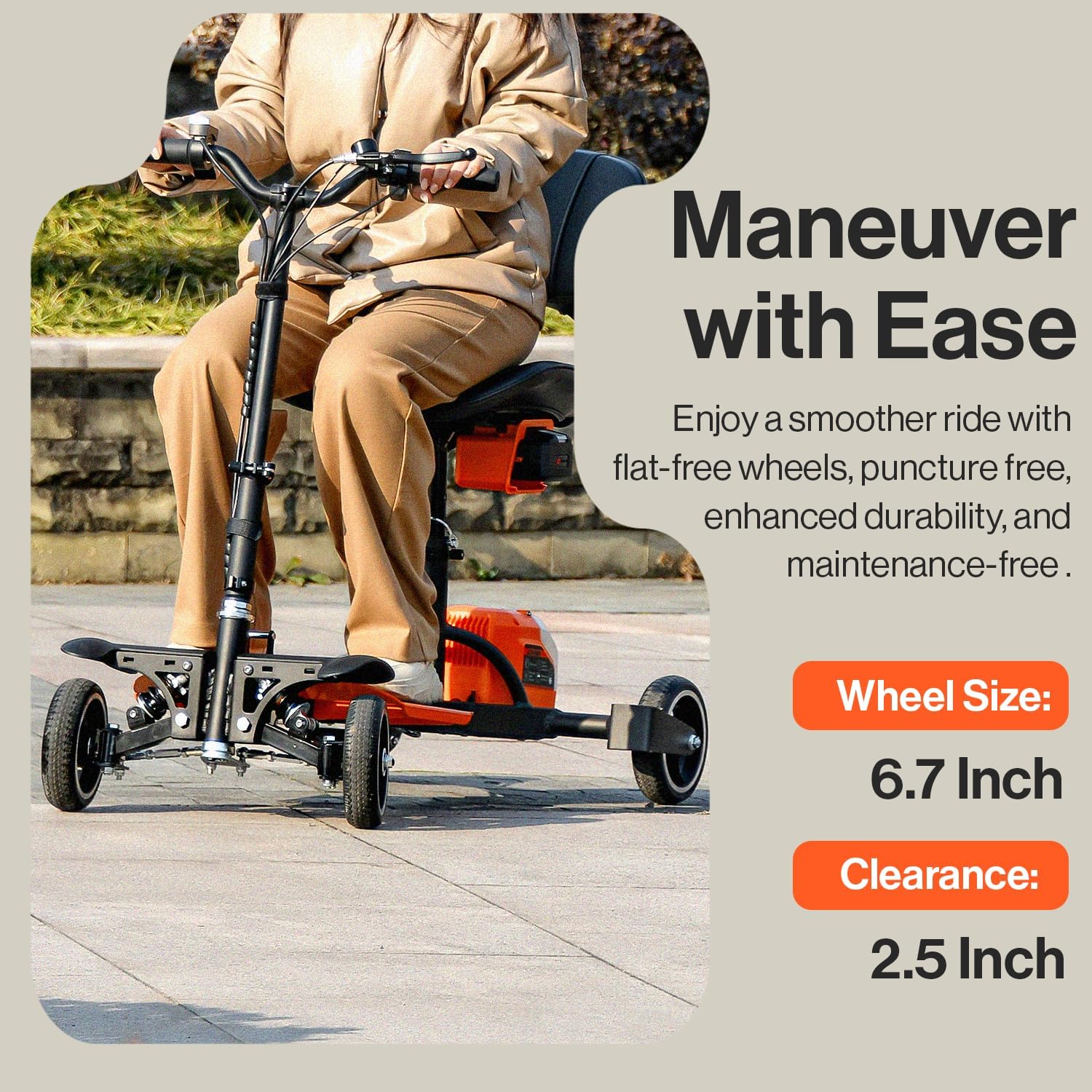 SuperHandy 4-Wheel Mobility Scooter - Lightweight, Foldable, 48V 2Ah Li-Ion Battery, Adjustable, Flat-Free Tires, 330lbs Capacity