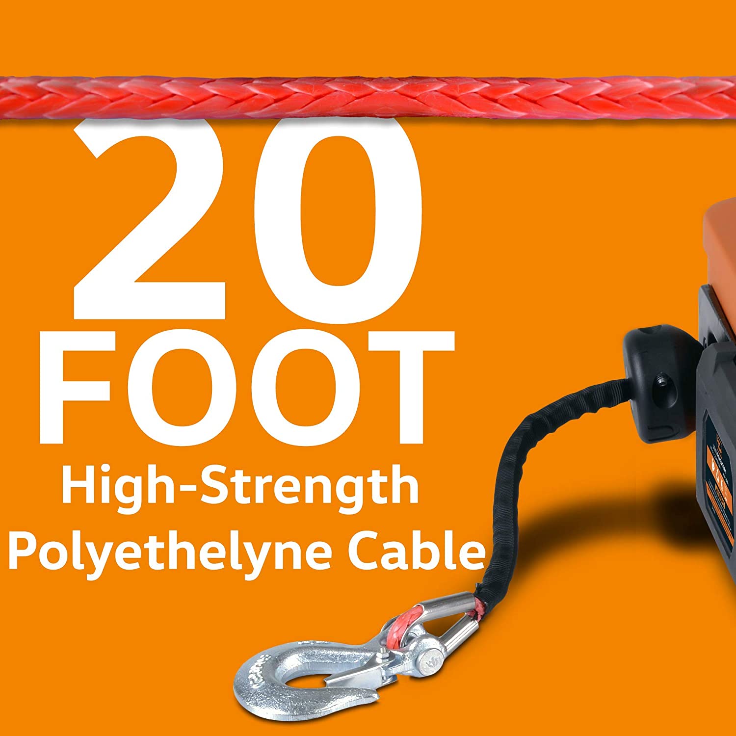 SuperHandy 1000Lbs/455Kgs Max Electric Portable Winch Polyethylene Cable - Great Circle UK