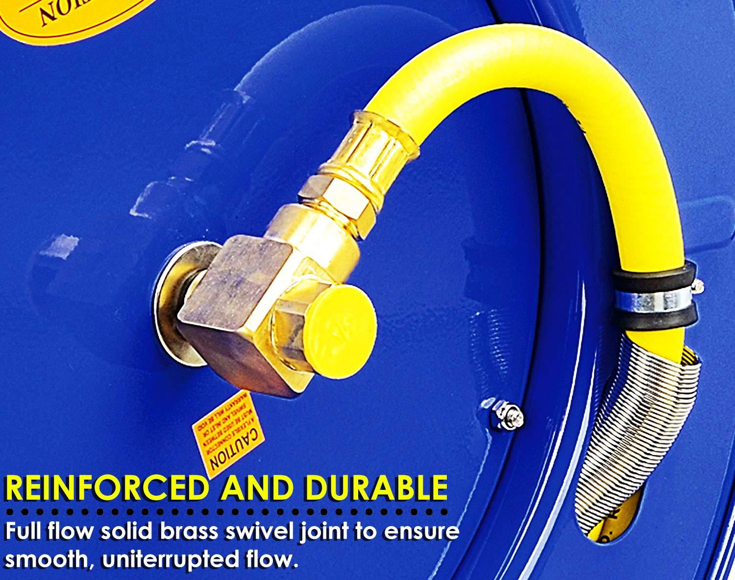 GOODYEAR Air-Hose Retractable Reel  3/8" Inch x 50' - Premium Commercial SBR Rubber Hose - Working pressure is 300PSI/20BAR-Great Circle UK