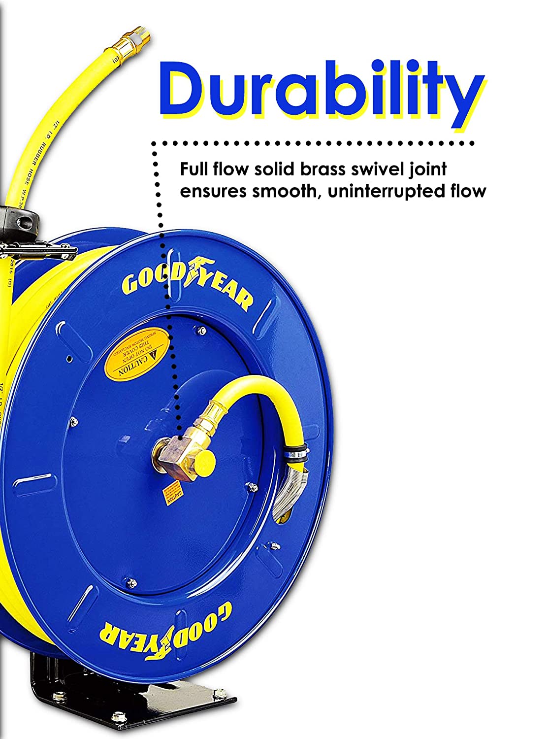 GOODYEAR Air-Hose Retractable Reel  3/8" Inch x 50' - Premium Commercial SBR Rubber Hose - Working pressure is 300PSI/20BAR-Great Circle UK