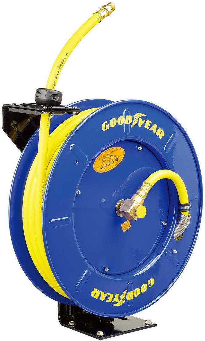 GOODYEAR Air Hose Reel Retractable 3/8 (9.5mm) x 65FT(20m) with Steel  Single Arm Construction